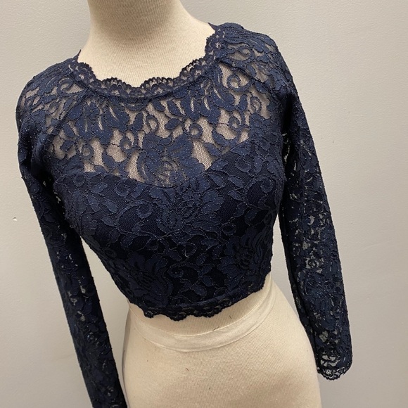 Blue floral lace blouse - Picture 4 of 11
